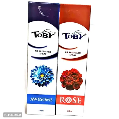 Toby Air Freshener Spray - Awesome  Rose | Long-Lasting Fragrance | (250 ml) (Pack of 2)-thumb0