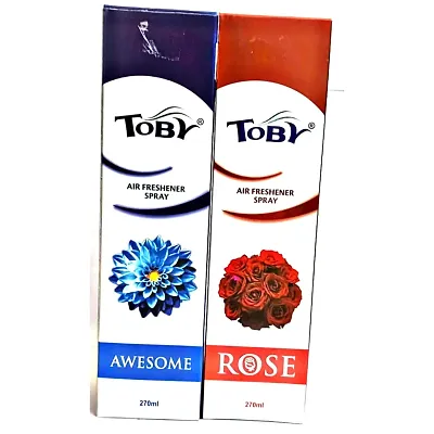 Toby Air Freshener Spray - Awesome  Rose | Long-Lasting Fragrance | (250 ml) (Pack of 2)