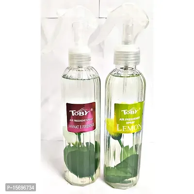 Toby Air Freshener Spray - Jannat-E-Firdous  Lemon | Long-Lasting Fragrance | (250 ml) (Pack of 2)-thumb3