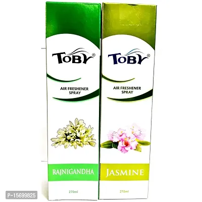 Toby Air Freshener Spray - Rajnigandha  Jasmine | Long-Lasting Fragrance | (250 ml) (Pack of 2)-thumb0