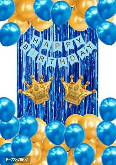 Blue and Golden Stylish Happy Birthday Decoration Combo Kit (Pack Of 24Pcs)