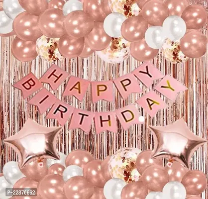 Rose Gold Pink Birthday Decoration Set Of Bannerand Balloon-thumb0