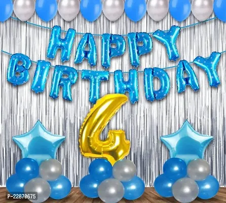 4Th Birthday Decoration Combo Of No 4 Balloons, Foil and Metallic Balloons-thumb0