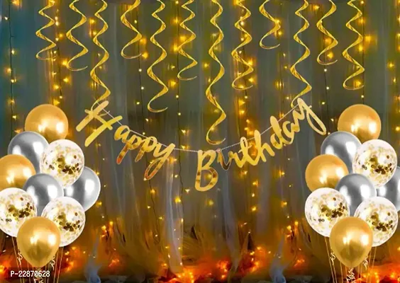 Happy Birthday Decoration Kit Combo With Fairy Led Light (Pack Of 37Pcs)