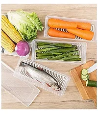 FLYFAR 6pcs Fridge Storage Boxes, Fridge Organizer with Removable Drain Plate Tray, Fridge Storage Containers, Keeps Fruits, Vegetables, Meat, Fish Fresh Longer 1500 ML, Polypropylene-thumb3