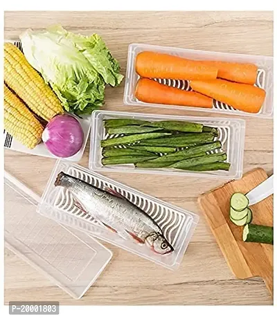 FLYFAR 6pcs Fridge Storage Boxes, Fridge Organizer with Removable Drain Plate Tray, Fridge Storage Containers, Keeps Fruits, Vegetables, Meat, Fish Fresh Longer 1500 ML, Polypropylene-thumb4