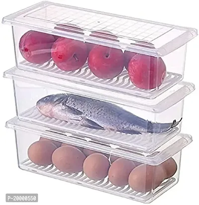 FLYFAR Plastic Stackable Refrigerator Containers for Vegetables, Fish, Meat, Fruits, Strawberry (Pack of 4 1500 ml)