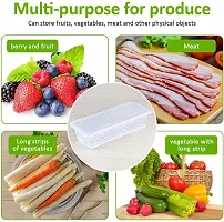 FLYFAR Fridge Storage Boxes (Pack of 4) Fridge Organizer with Removable Drain Plate and Fridge Storage Containers Plastic Freezer Storage Containers for Fish, Meat, Vegetables, Fruits-thumb1