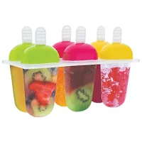 FLYFAR Plastic Reusable Popsicle Molds Ice Pop Makers Ice Pop Molds Kulfi Maker Mould, Candy Maker Plastic Popsicle Mold, Kids Ice Cream Tray Holder 6PCS - Multicolor (Candy)-thumb3