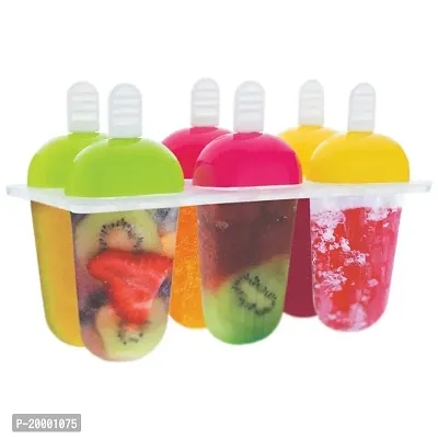 FLYFAR Plastic Reusable Popsicle Molds Ice Pop Makers Ice Pop Molds Kulfi Maker Mould, Candy Maker Plastic Popsicle Mold, Kids Ice Cream Tray Holder 6PCS - Multicolor (Candy)-thumb4