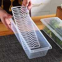 FLYFAR Fridge Storage Boxes Fridge Organizer with Removable Drain Plate and Lid Stackable Fridge Storage Freezer Storage Containers for Fish, Meat, Fruits, Vegetables (1500ML, Pack of 6)-thumb3