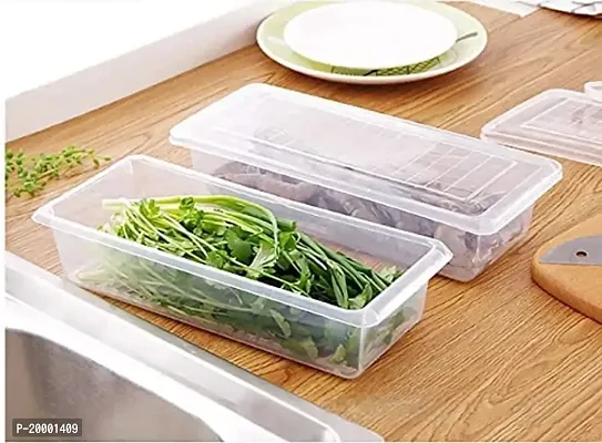 FLYFAR Plastic Stackable Refrigerator Containers for Vegetables, Fish, Meat, Fruits, Strawberry (Pack of 2 1500 ml)-thumb0