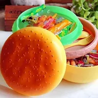 FLYFAR Burger Shape Lunch Box for Kids - School Tiffin Box for Boys  Girls, Leak Proof Plastic Snacks Lunch Box with 3 Layer (Round)-thumb4