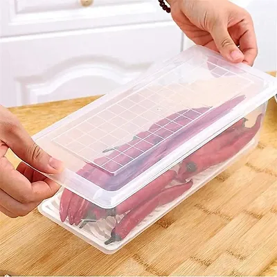 Food Fresh Storage Box Container Kitchen Fridge Organizer Case Drain Plate  Meat