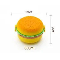 FLYFAR 3 Layer 600 ML Cute Burger Shape Lunch with Spoon and Different Compartments Lunch Box for Kids, Women and Men Office Full Meal (Pack of 1, Multicolor)-thumb3