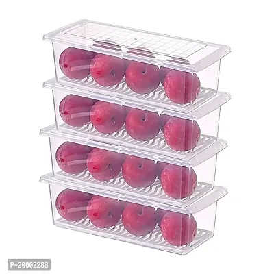 Buy FLYFAR 4 Fridge Storage Boxes Fridge Organizer with Removable Drain  Plate and Lid Stackable Fridge Storage Containers Plastic Freezer Storage  Containers for Fish, Meat, Vegetables,(1500ML) Online In India At  Discounted Prices