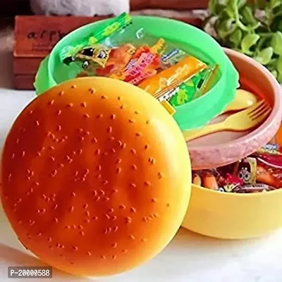 FLYFAR Burger Shape Lunch Box for Kids - Lunch Box for Kids, Tiffin Box, Lunch Box Leak Proof Plastic Lunch Box, Lunch Box with Compartments (Multicolor)-thumb0