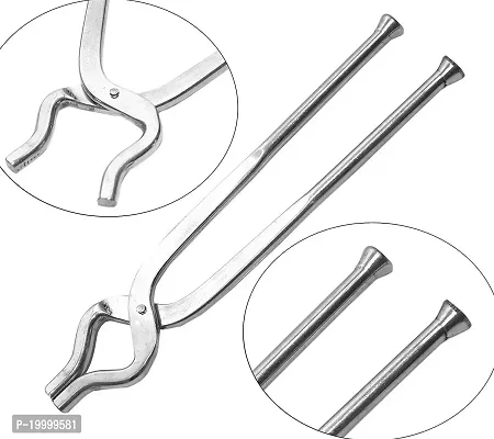 Antusias Chimta and Tong for Kitchen, Stainless Steel, Sanchi, Sansi, Pakkad, Pincer, Chimta for Roti, Chapati Chimta, Tong for Kitchen (Silver) (Combo)-thumb3