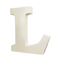 Smart Art Wood Carving Wooden L Letter- English Upper Case Alphabets Cutouts for Art and Craft Work (L_White_6 in x 25mm)-thumb1