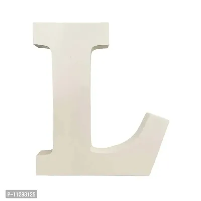 Smart Art Wood Carving Wooden L Letter- English Upper Case Alphabets Cutouts for Art and Craft Work (L_White_6 in x 25mm)