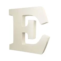 Smart Art Wood Carving Wooden E Letter- English Upper Case Alphabets Cutouts for Art and Craft Work (E_White_6 in x 25mm)-thumb1