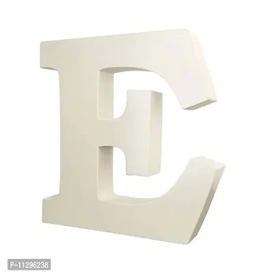 Smart Art Wood Carving Wooden E Letter- English Upper Case Alphabets Cutouts for Art and Craft Work (E_White_6 in x 25mm)-thumb2