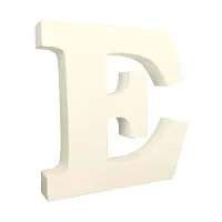 Smart Art Wood Carving Wooden E Letter- English Upper Case Alphabets Cutouts for Art and Craft Work (E_White_6 in x 25mm)-thumb2