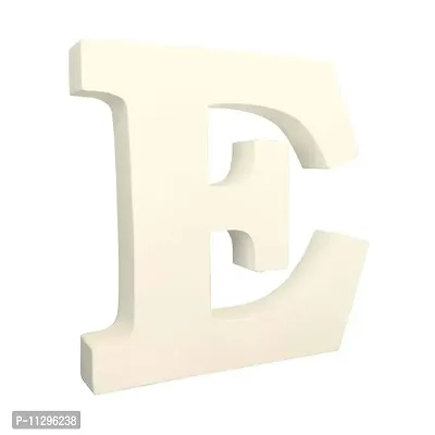 Smart Art Wood Carving Wooden E Letter- English Upper Case Alphabets Cutouts for Art and Craft Work (E_White_6 in x 25mm)-thumb3