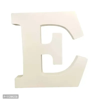 Smart Art Wood Carving Wooden E Letter- English Upper Case Alphabets Cutouts for Art and Craft Work (E_White_6 in x 25mm)