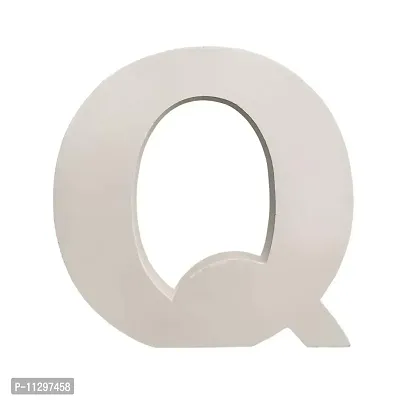 Smart Art Wood Carving Wooden Q Letter- English Upper Case Alphabets Cutouts for Art and Craft Work (Q_White_6 in x 25mm)