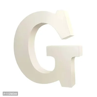 Smart Art Wood Carving Wooden G Letter- English Upper Case Alphabets Cutouts for Art and Craft Work (G_White_6 in x 25mm)-thumb2