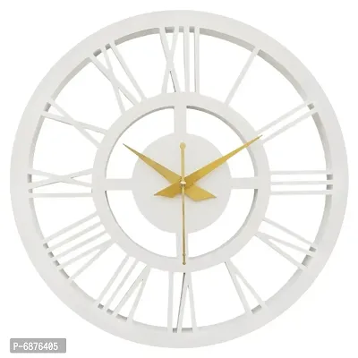 Smart Art Wood Carving-12-Inches-Round Wall Clock-Color White Roman Numerals - Material Wood Craft-Silent Movement Quantity: 01