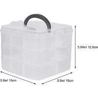 3 Layers 18 Grid Plastic Transparent Jewelry/Makeup/Cosmetic Storage Box Portable Jewelry Box Accessories for Earrings Ring (WHITE)-thumb2