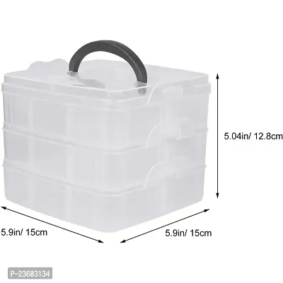 3 Layers 18 Grid Plastic Transparent Jewelry/Makeup/Cosmetic Storage Box Portable Jewelry Box Accessories for Earrings Ring (WHITE)-thumb3