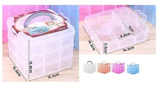 3 Layers 18 Grid Plastic Transparent Jewelry/Makeup/Cosmetic Storage Box Portable Jewelry Box Accessories for Earrings Ring (WHITE)-thumb3