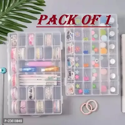 36 Grids Clear Plastic Storage Box with Adjustable Dividers Organizer Pills Drugs Earrings Bead Jewelry Small Storage Box Case - (Pack of 1 Transparent Color)-thumb0