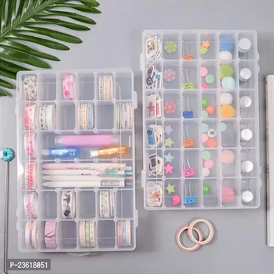 36 Grids Clear Plastic Storage Box with Adjustable Dividers Organizer Pills Drugs Earrings Bead Jewelry Small Storage Box Case - (Pack of 2 Transparent Color)-thumb3