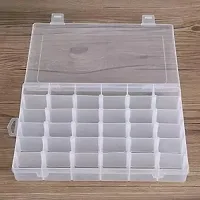 36 Grids Clear Plastic Storage Box with Adjustable Dividers Organizer Pills Drugs Earrings Bead Jewelry Small Storage Box Case - (Pack of 2 Transparent Color)-thumb3