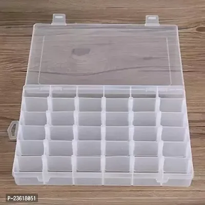 36 Grids Clear Plastic Storage Box with Adjustable Dividers Organizer Pills Drugs Earrings Bead Jewelry Small Storage Box Case - (Pack of 2 Transparent Color)-thumb4