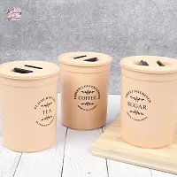 Modern Plastic Printed Damru Shape Tea Coffee Sugar Jar Set of 3-thumb3