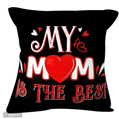 MONK MATTERS My Mom The Best Printed Cushion Cover with Fillers Size 12x12 Inches/30x30cms Micro Satin Fabric, Multicolor, Ideal Gift for Mom Mother on her Birthday and Mothers Day