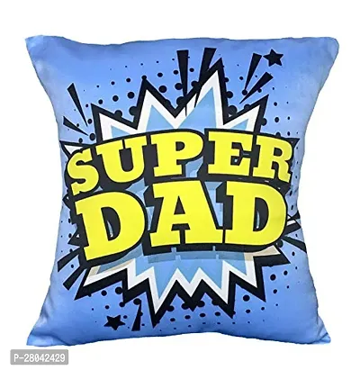 MONK MATTERS Super Dad Printed Cushion Cover with Filler Size 12x12 Inches/30x30cms Micro Satin Fabric Ideal Gift for Fathers-thumb0