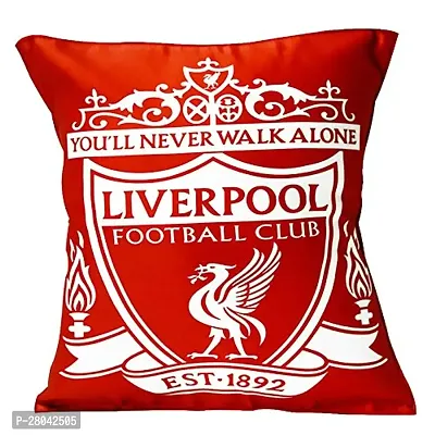 MONK MATTERS Micro Satin Fabric Liverpool Football Club Printed Cushion Cover with Fiber Fillers (Size 12x12, Multicolor), Ideal for Football Fans