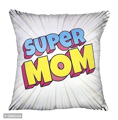 MONK MATTERS Super Mom Printed Cushion Cover with Filler Size 12x12 Inches/30x30cms Micro Satin Fabric Ideal Gift for Mothers-thumb0