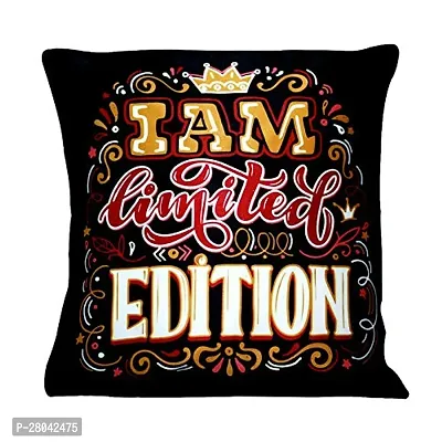 MONK MATTERS Micro Satin Fabric I am Limited Edition Quote Printed Cushion Cover with Fillers Size 12x12 Inches/30x30cms (Multicolor)