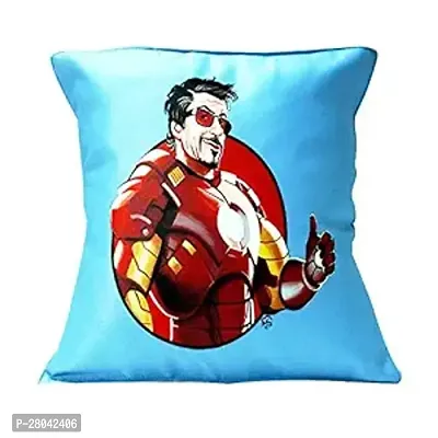 MONK MATTERS Micro Satin Fabric Iron Man Animated Printed Cushion Cover with Fiber Fillers (Size 12x12, Multicolor)