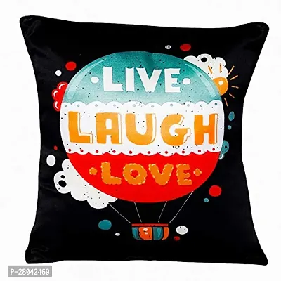 MONK MATTERS Live Laugh Love Quote Printed Cushion Cover Size 12x12 Inches/30x30cms Micro Satin Fabric (Multicolor)