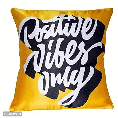 MONK MATTERS Positive Vibes Only Quote Printed Cushion Cover Size 12x12 Inches/30x30cms Micro Satin Fabric (Multicolor)