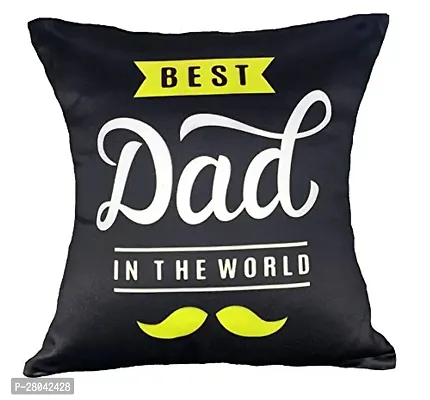MONK MATTERS Best Dad in The World Printed Cushion Cover with Filler Size 12x12 Inches/30x30cms Micro Satin Fabric Ideal Gift for Fathers
