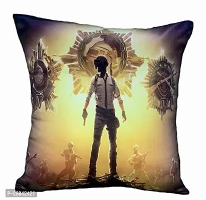 MONK MATTERS PUBG Design Printed Cushion Cover with Filler for All Gaming Fans Size 12x12 Inches/30x30cms Micro Satin Fabric